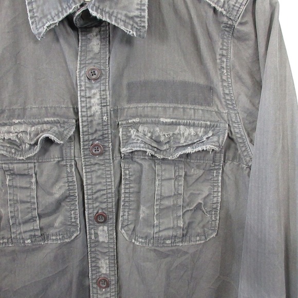 Abercrombie & Fitch Muscle Y2K Shirt Men M Gray Distressed Utility Military 582 - Picture 8 of 12